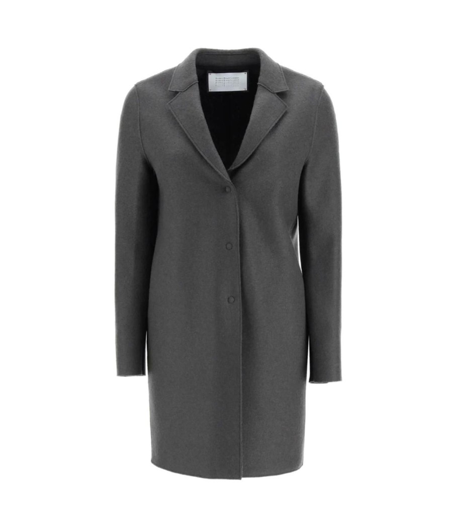 Clothing Harris Wharf London | Pressed Wool Cocoon Coat In Grey Marle