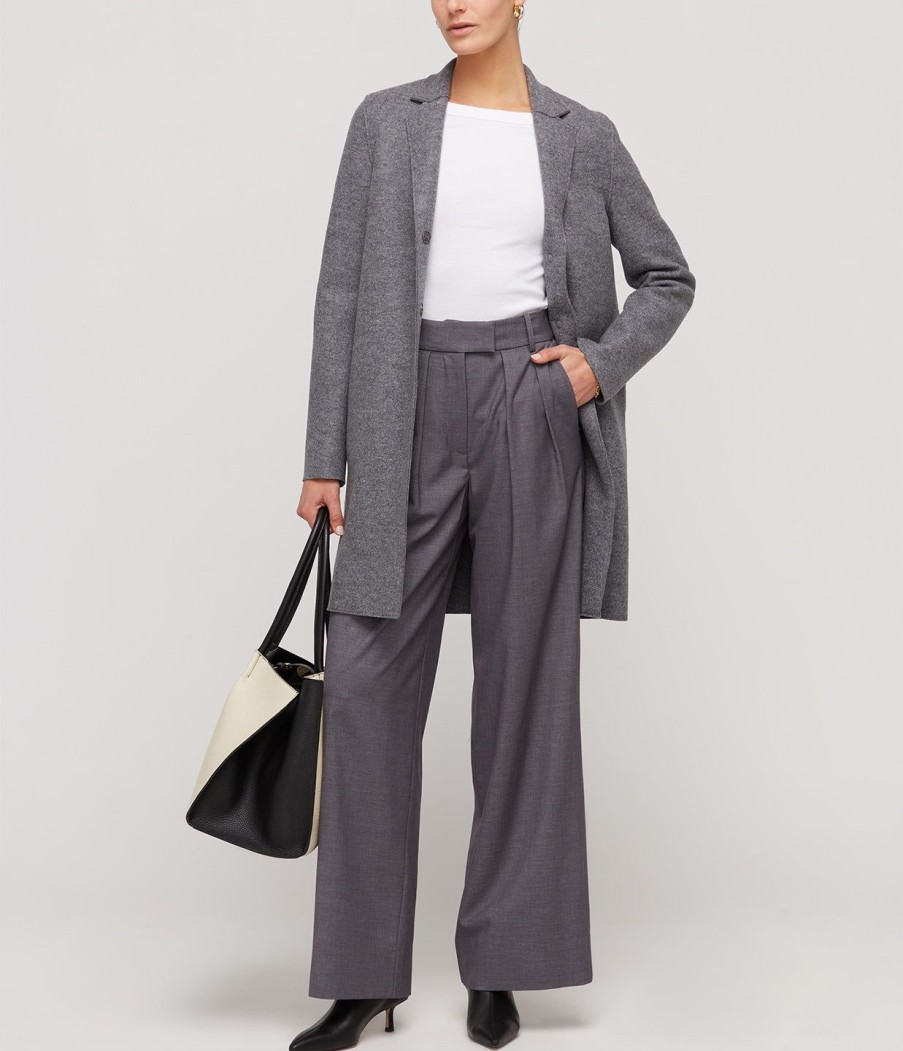 Clothing Harris Wharf London | Pressed Wool Cocoon Coat In Grey Marle