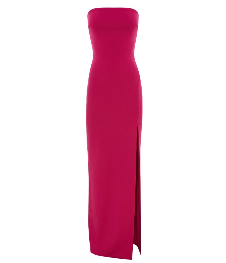 Clothing Solace London | Zora Crepe Knit Maxi Dress In Fuschia