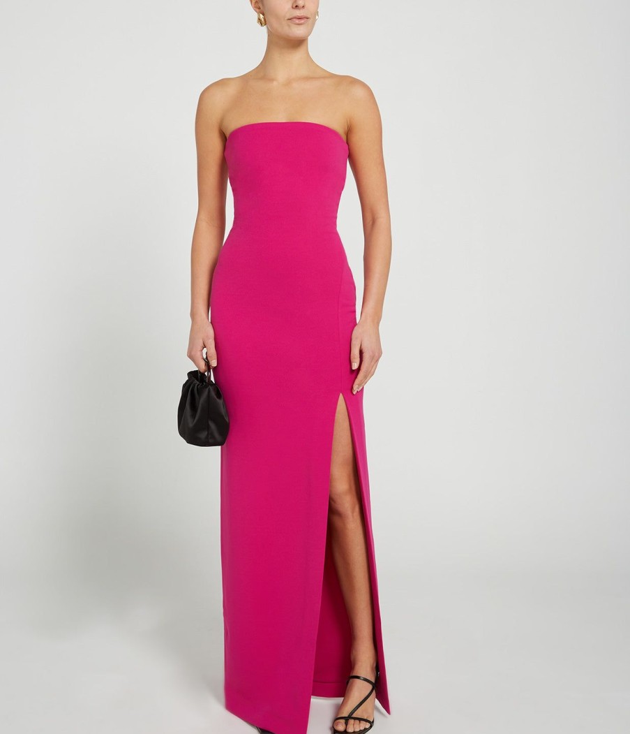 Clothing Solace London | Zora Crepe Knit Maxi Dress In Fuschia