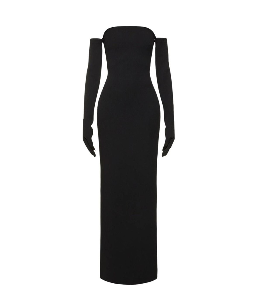 Clothing Solace London | Tullia Crepe Knit Maxi Dress In Black