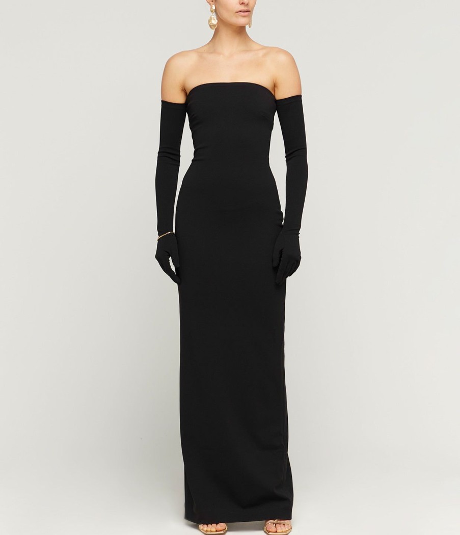 Clothing Solace London | Tullia Crepe Knit Maxi Dress In Black