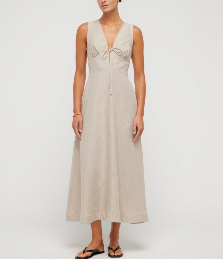 Clothing Casa Raki | Mimi Linen Bias Dress In Flax