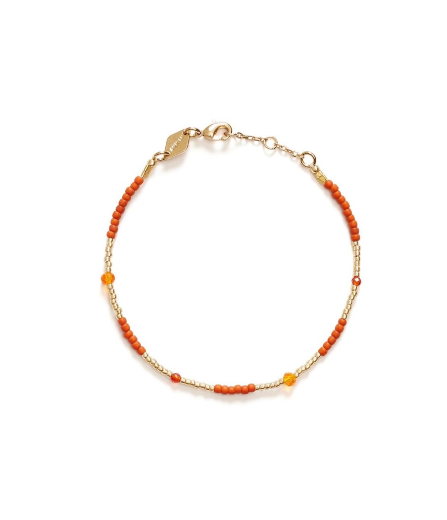 Accessories Anni Lu | Clemence Beaded Bracelet In Caramel And Ecru