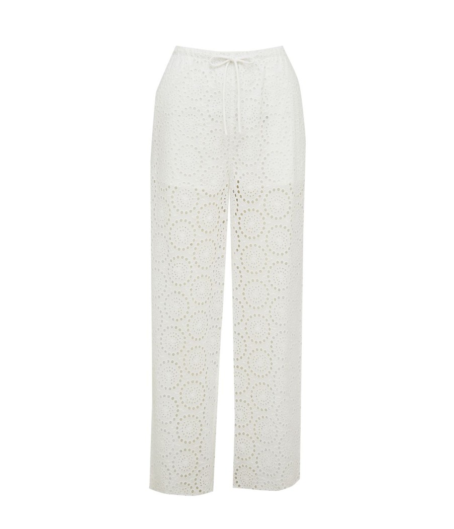 Clothing Sea NY | Maeve Eyelet Drawstring Pants In White