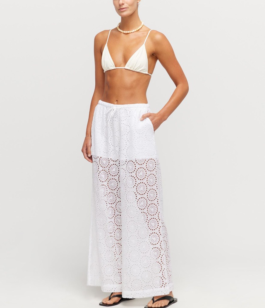 Clothing Sea NY | Maeve Eyelet Drawstring Pants In White