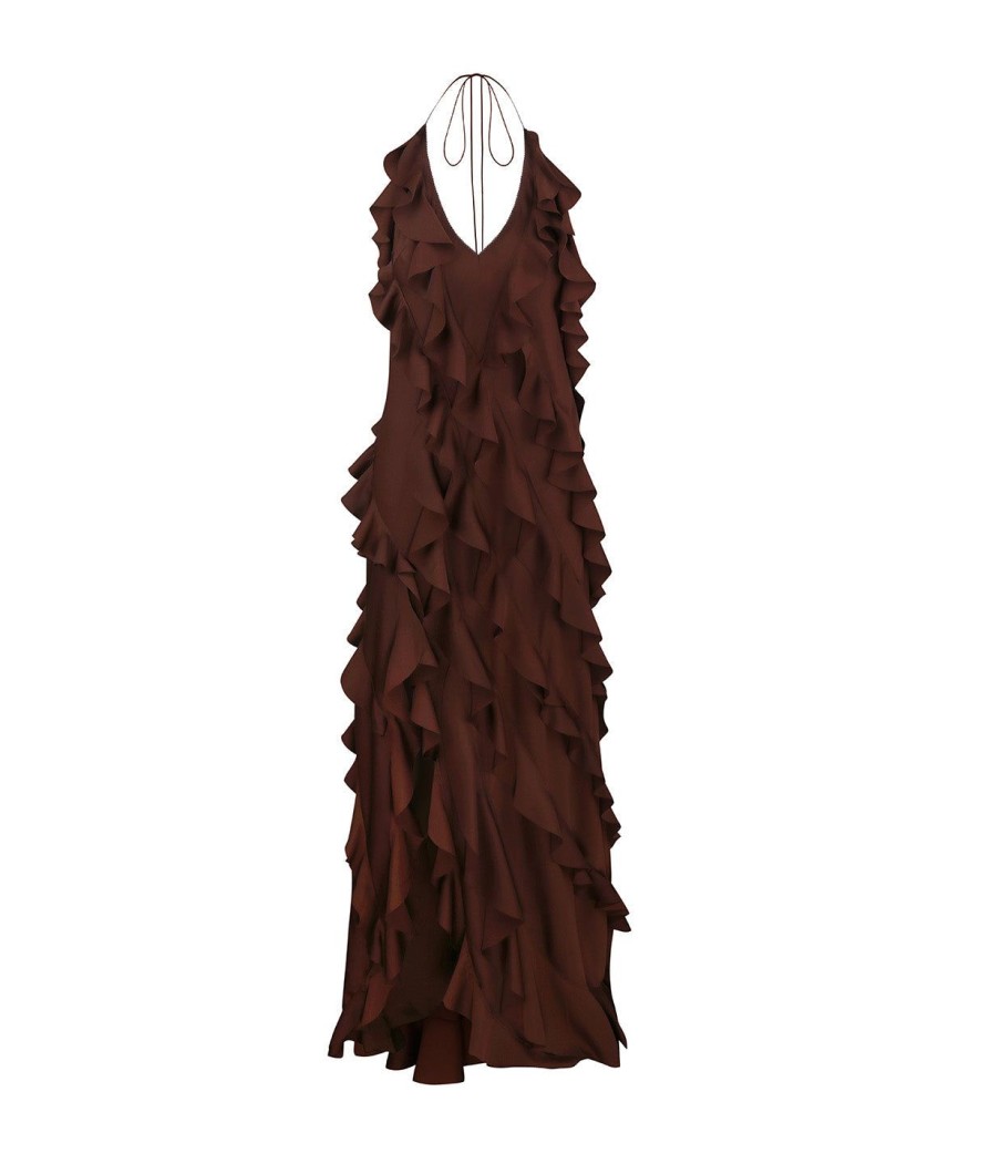 Clothing Anna October | Renata Ruffle Maxi Dress In Brown