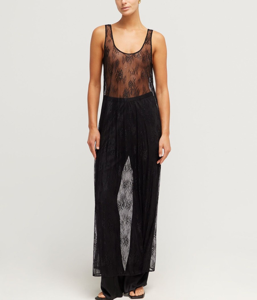 Clothing Maison Essentiele | Scoop Neck Lace Maxi In Black