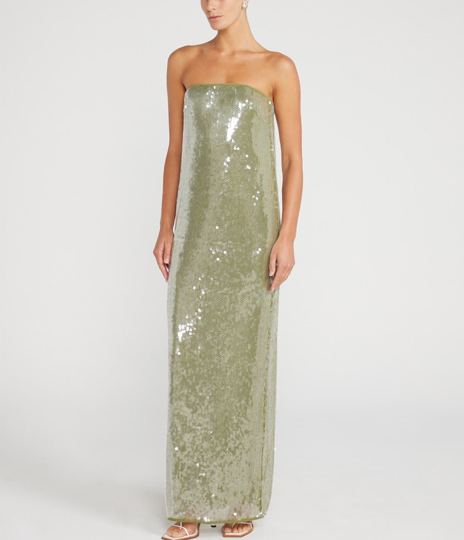 Clothing Staud | Casey Strapless Dress In Garden Moss