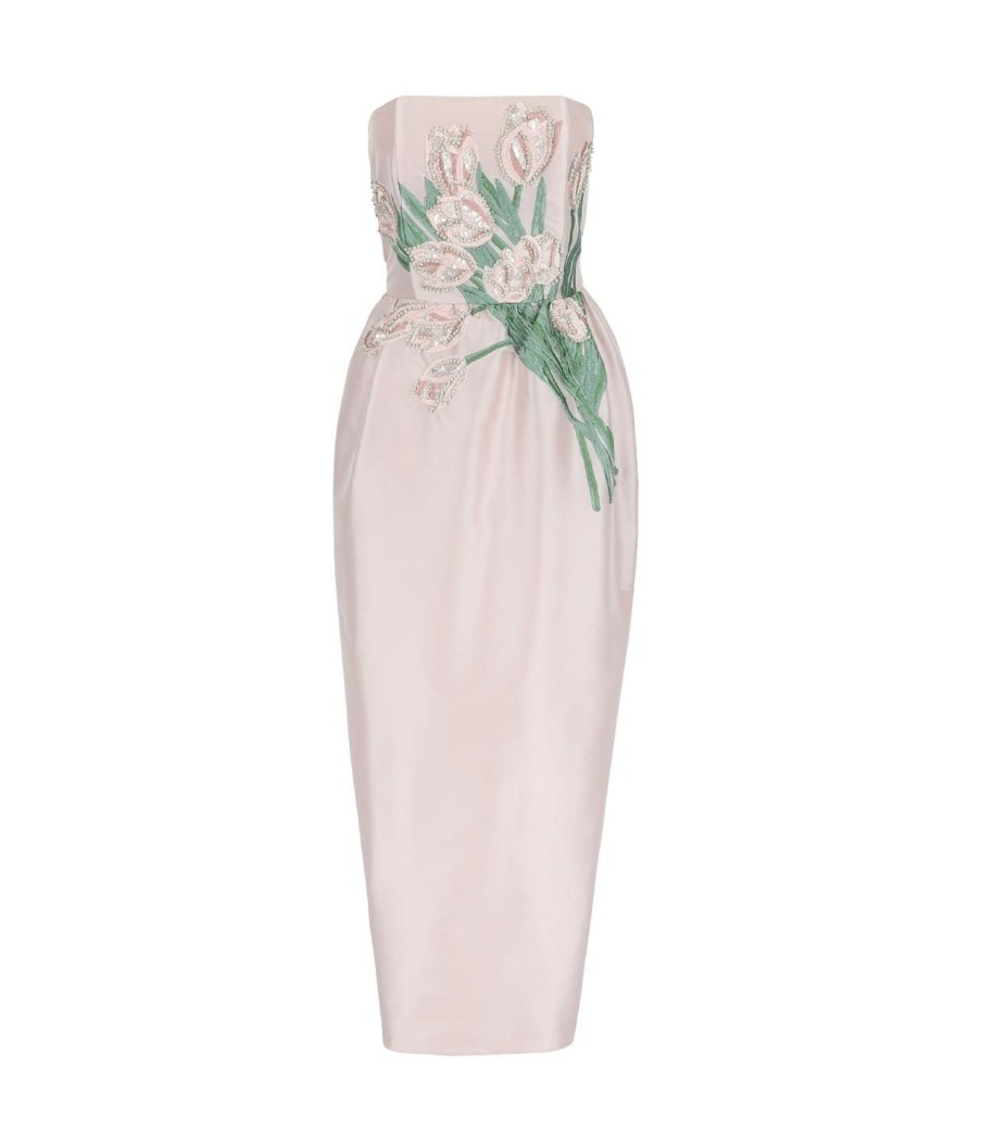 Clothing Bernadette | Lena Strapless Embroidered Dress In Tulip Bouquet