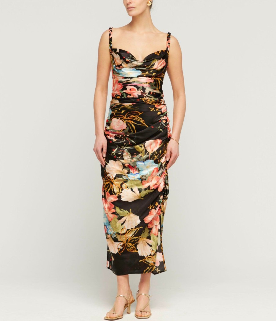 Clothing Leo Lin | Rachel Cowl Neck Slip Dress In Opulent Mystic Print