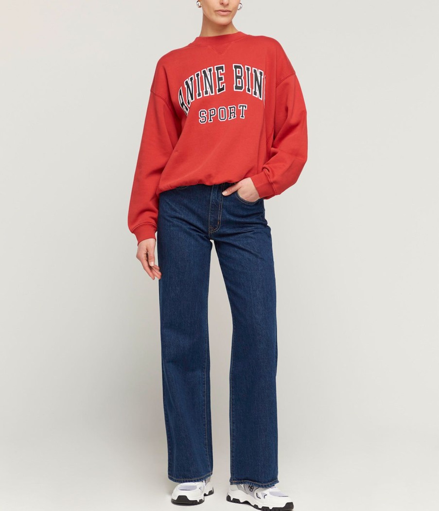 Clothing Anine Bing | Jaci Logo Sweatshirt In Red