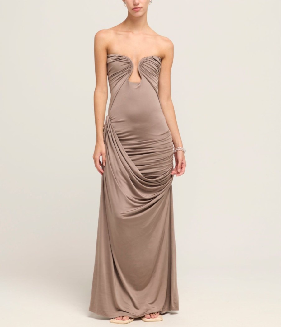 Clothing Paris Georgia | Val Strapless Dress In Concrete