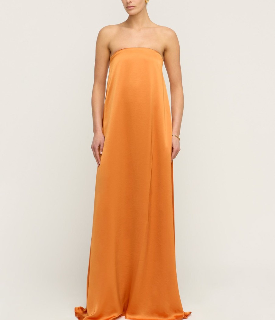 Clothing Anna Quan | Delfina Strapless Dress In Kumquat