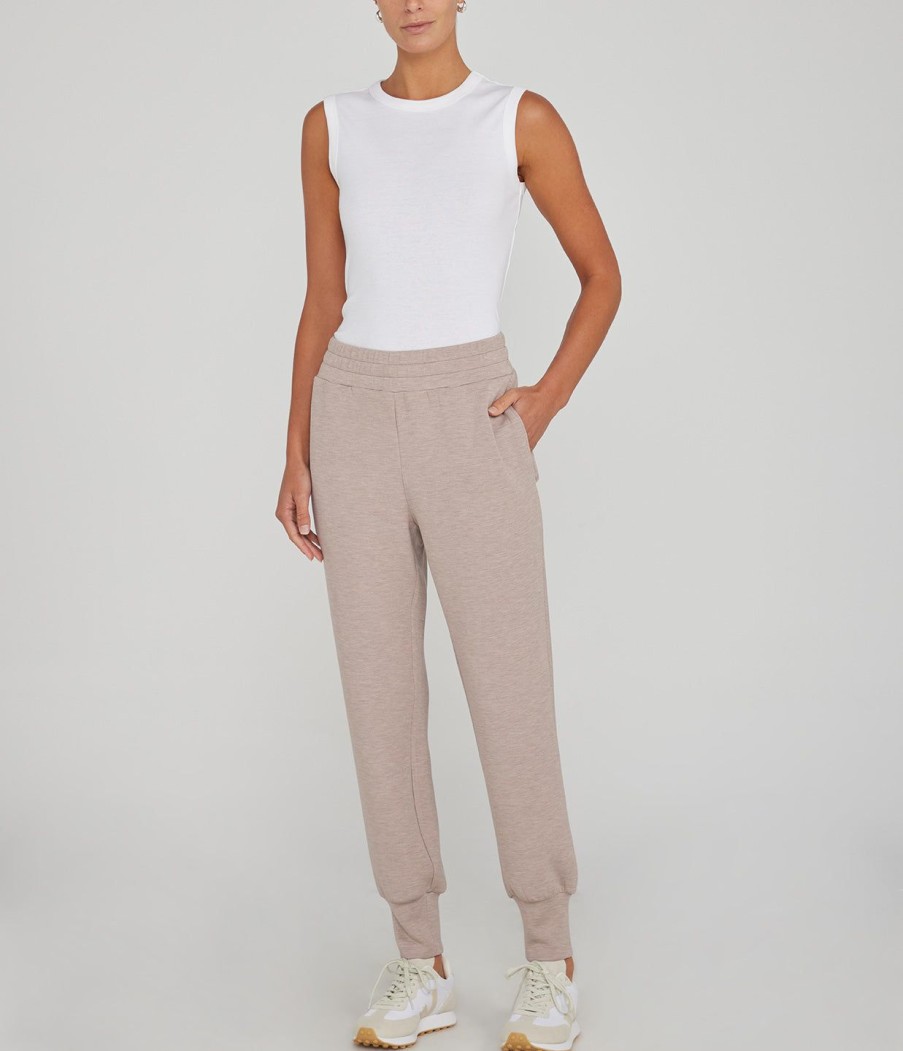 Clothing Varley | Slim Cuff Pant In Taupe Marle