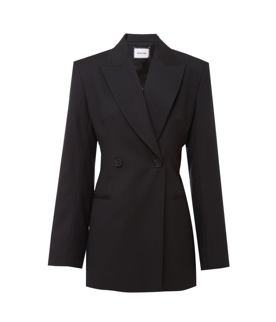 Clothing Beare Park | Wool Double Breasted Blazer In Black