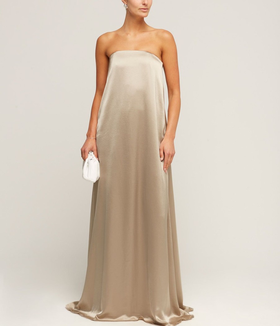 Clothing Anna Quan | Delfina Strapless Dress In Taupe