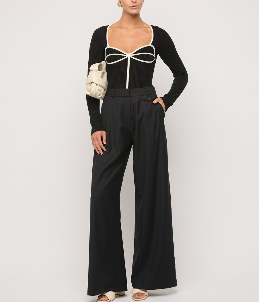 Clothing Mara Hoffman | Naida Contrast Knit Top In Black