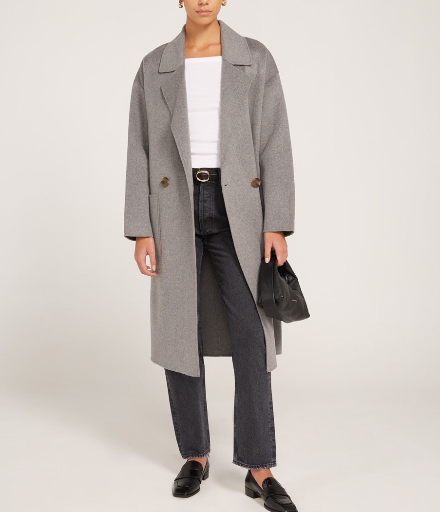 Clothing Lee Mathews | Florentine Cashmere Cocoon Coat In Grey Marle