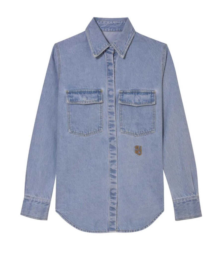 Clothing Yaitte | Western Denim Shirt In Light Washed Denim