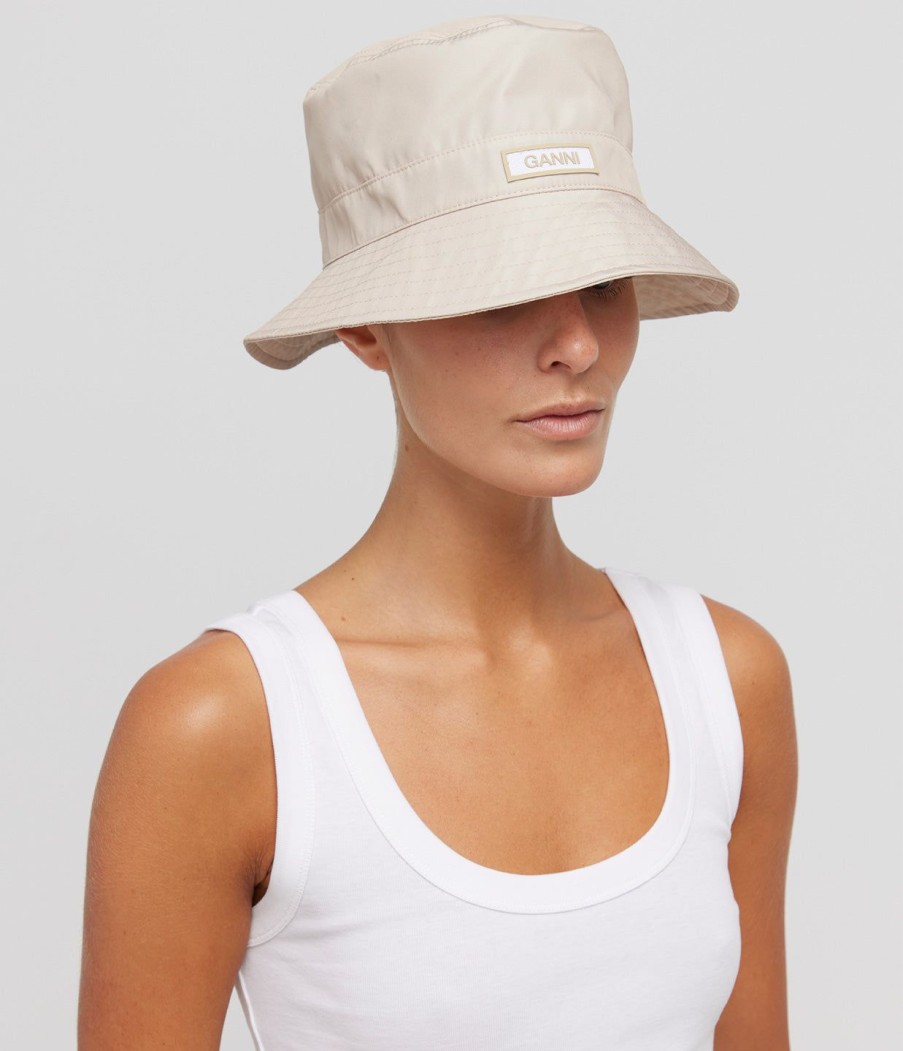 Accessories Ganni | Bucket Hat In Pale Khaki