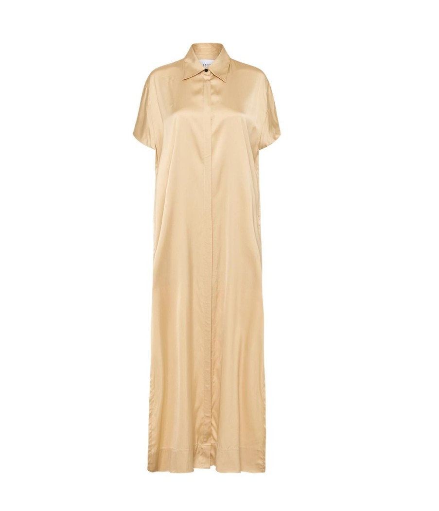 Clothing Esse Studios | Lumiere Crepe Satin Shirt Dress In Golden Citrine