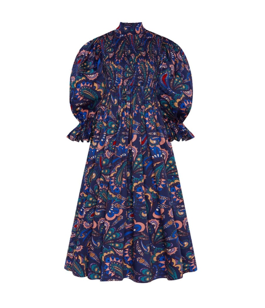 Clothing Borgo De Nor | Catriona Cotton Dress In Paisley Blue