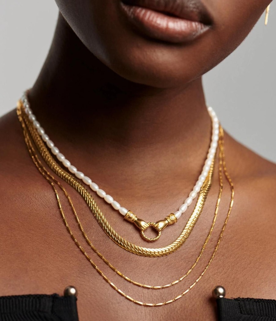 Accessories Missoma | Harris Reed X Missoma In Good Hands Beaded Necklace In Gold And Pearl