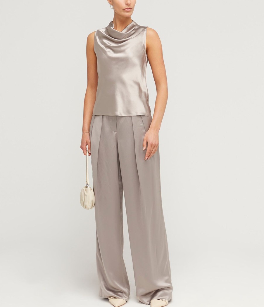 Clothing Staud | Luisa High Waisted Pant In Silver