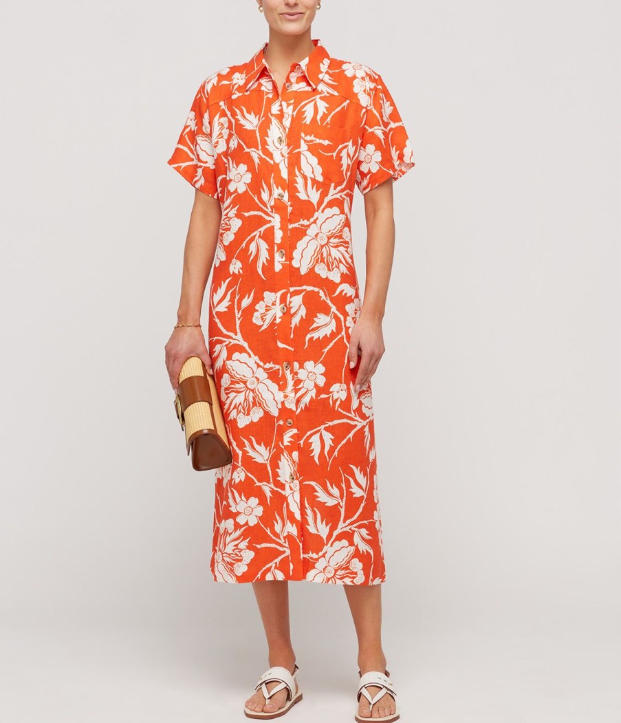 Clothing Mara Hoffman | Abbie Shirtdress In Poppy White