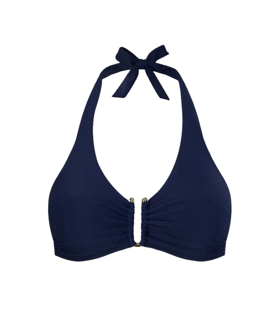 Clothing Heidi Klein | Textured D-G Bikini Top In Dark Navy