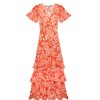 Clothing Rixo | Gilly Tiered Dress In Umbrella Coral