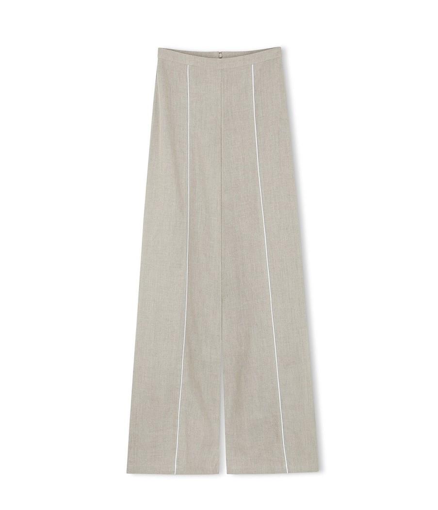 Clothing Zulu & Zephyr | Contrast Linen Pants In Husk