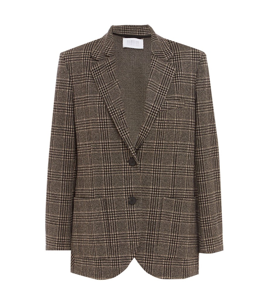 Clothing Harris Wharf London | Oversized Travel Blazer With Shoulder Pads In Black And Beige