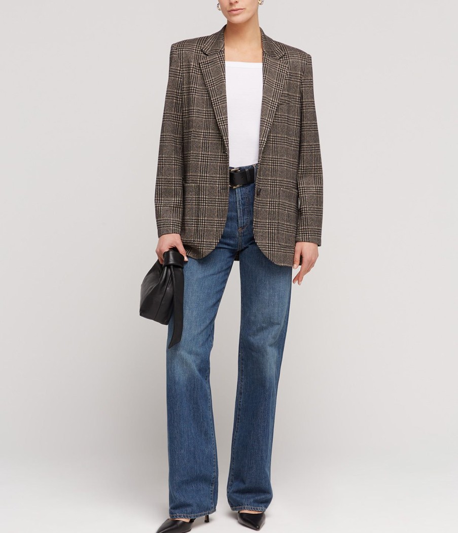 Clothing Harris Wharf London | Oversized Travel Blazer With Shoulder Pads In Black And Beige