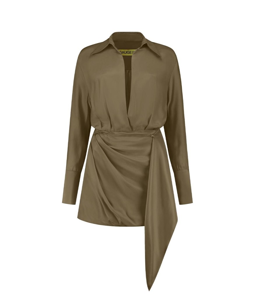 Clothing Gauge81 | Gravia Silk Long Sleeve Dress In Cumin