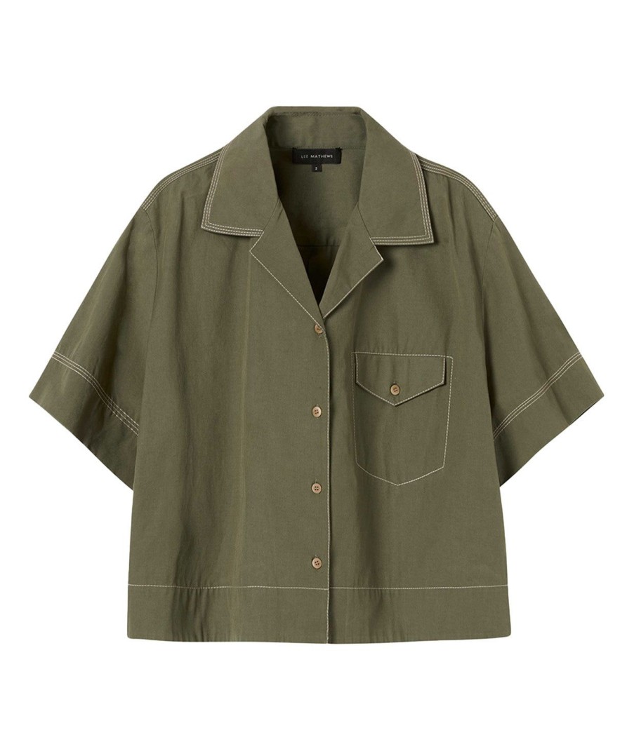 Clothing Lee Mathews | Maddy Short Sleeve Shirt In Khaki