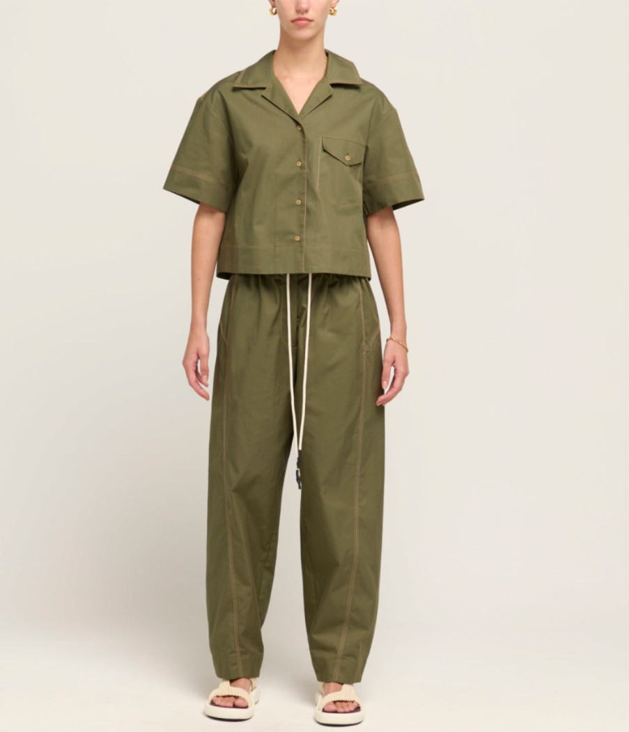 Clothing Lee Mathews | Maddy Short Sleeve Shirt In Khaki