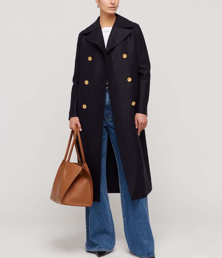 Clothing Harris Wharf London | Military Cashmere Coat In Navy Blue