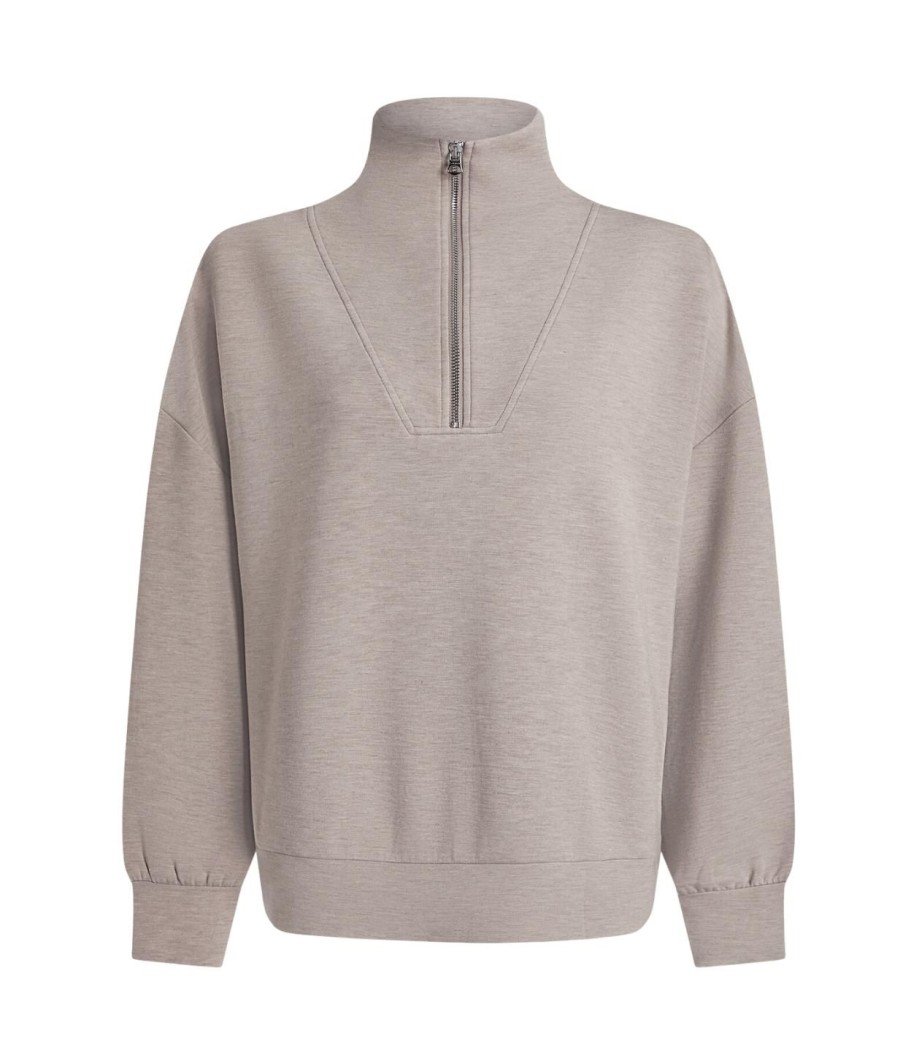 Clothing Varley | Hawley Half Zip Sweatshirt In Taupe Marle