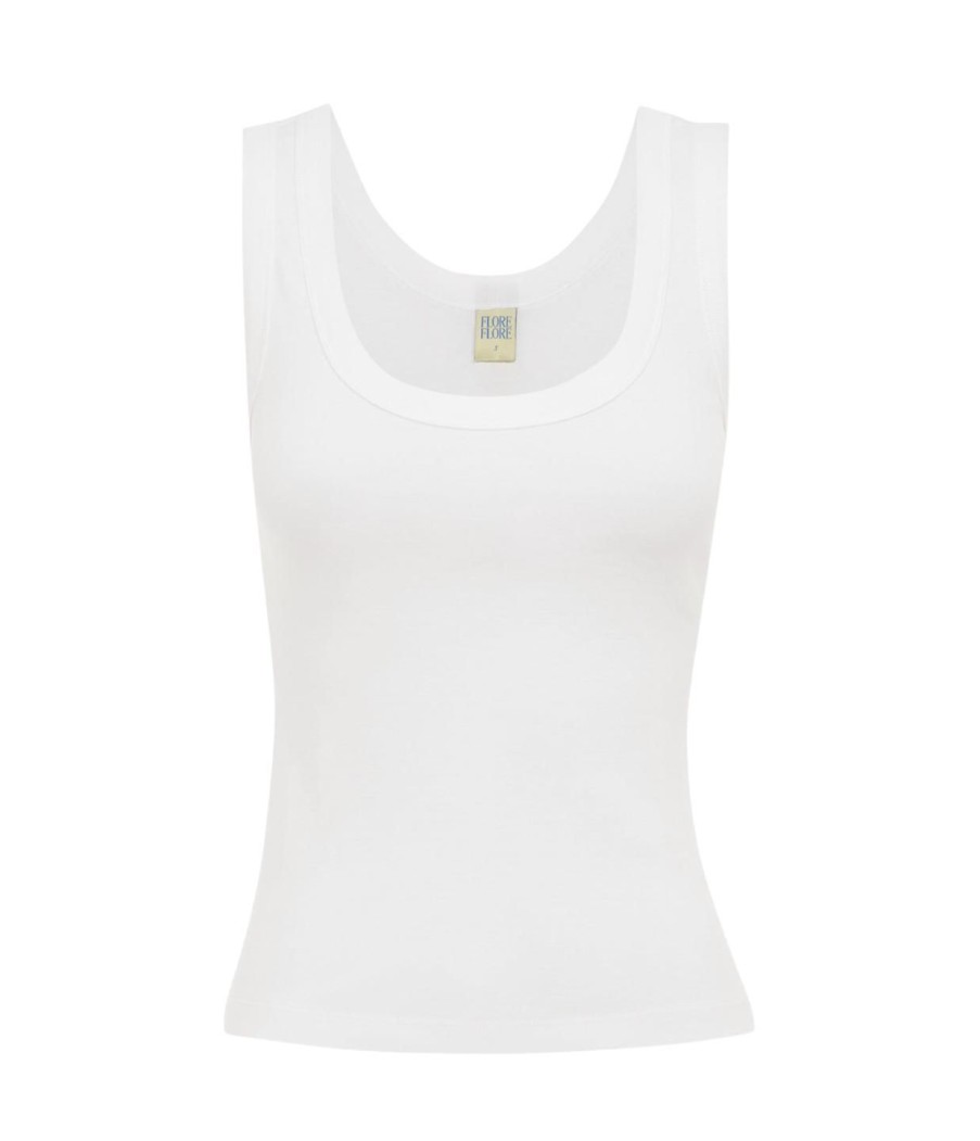 Clothing Flore Flore | Hillie Scoop Neck Tank In White