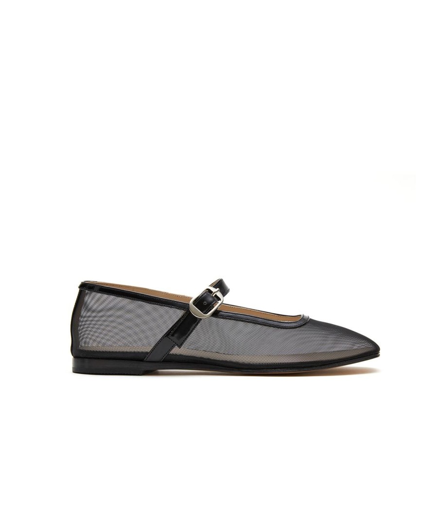 Shoes Le Monde Beryl | Mary Jane Ballet Flat In Black Mesh