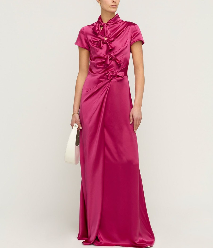 Clothing Saloni | Kelly Maxi Dress In Pink Flambe