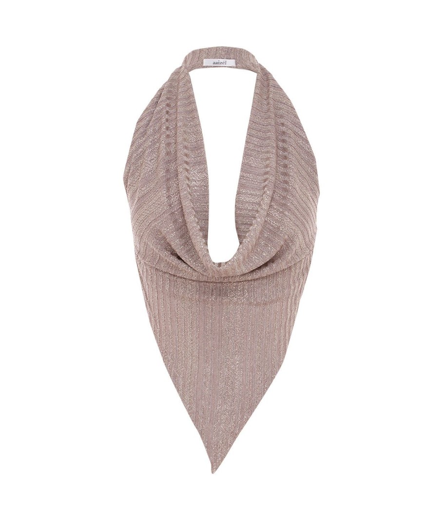 Clothing Aaizel | Knit Scarf Top In Antique Silver