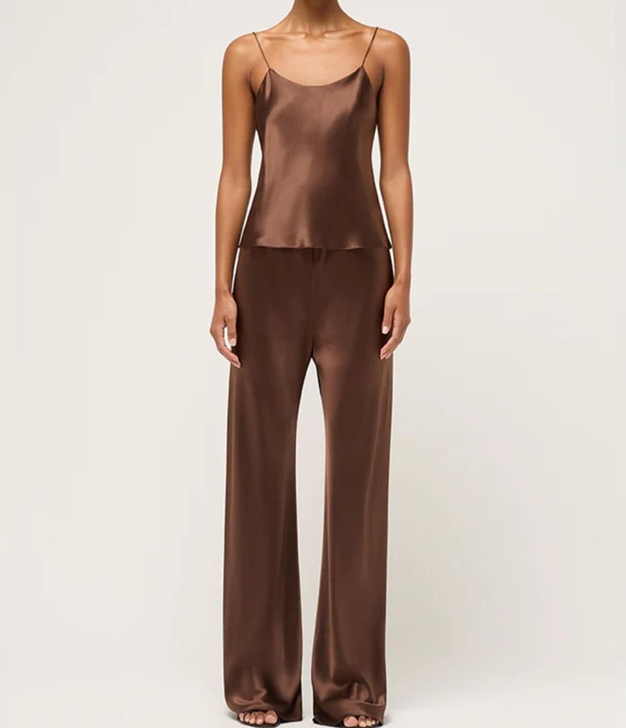 Clothing Michael Lo Sordo | Bias Silk Satin Camisole In Brown