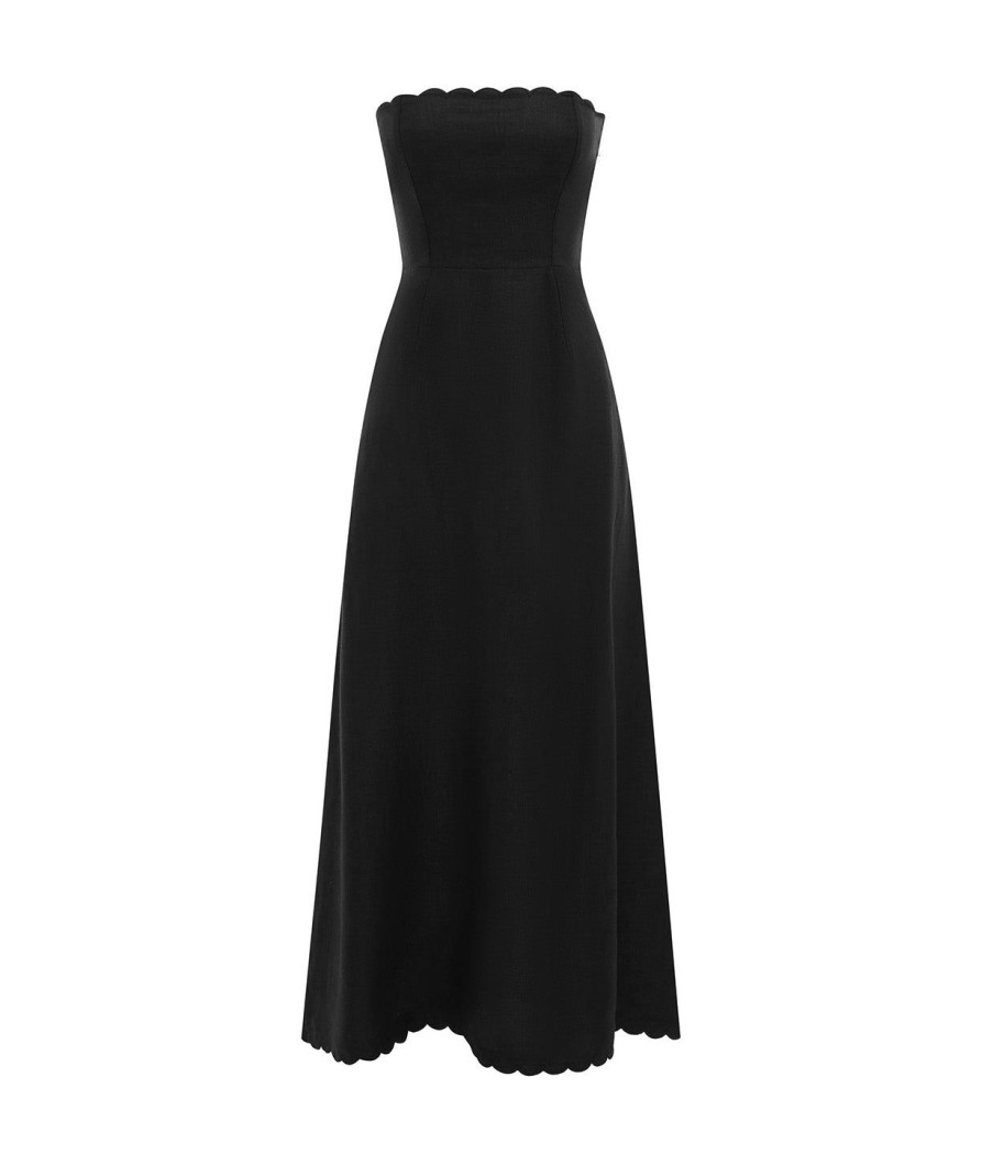 Clothing Posse | Zayla Strapless Linen Dress In Black