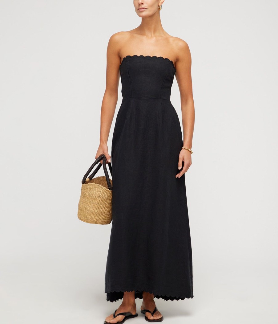 Clothing Posse | Zayla Strapless Linen Dress In Black