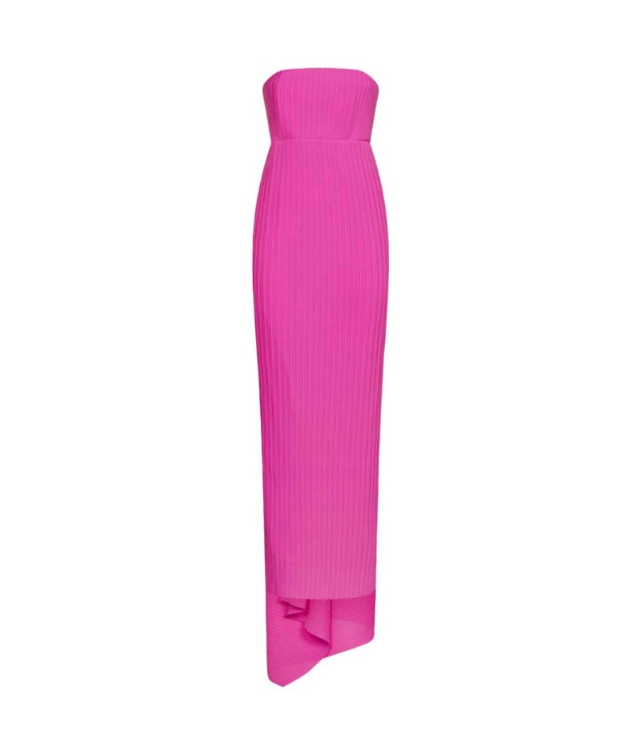 Clothing Solace London | Harlee Pleated Chiffon Maxi Dress In Hot Pink