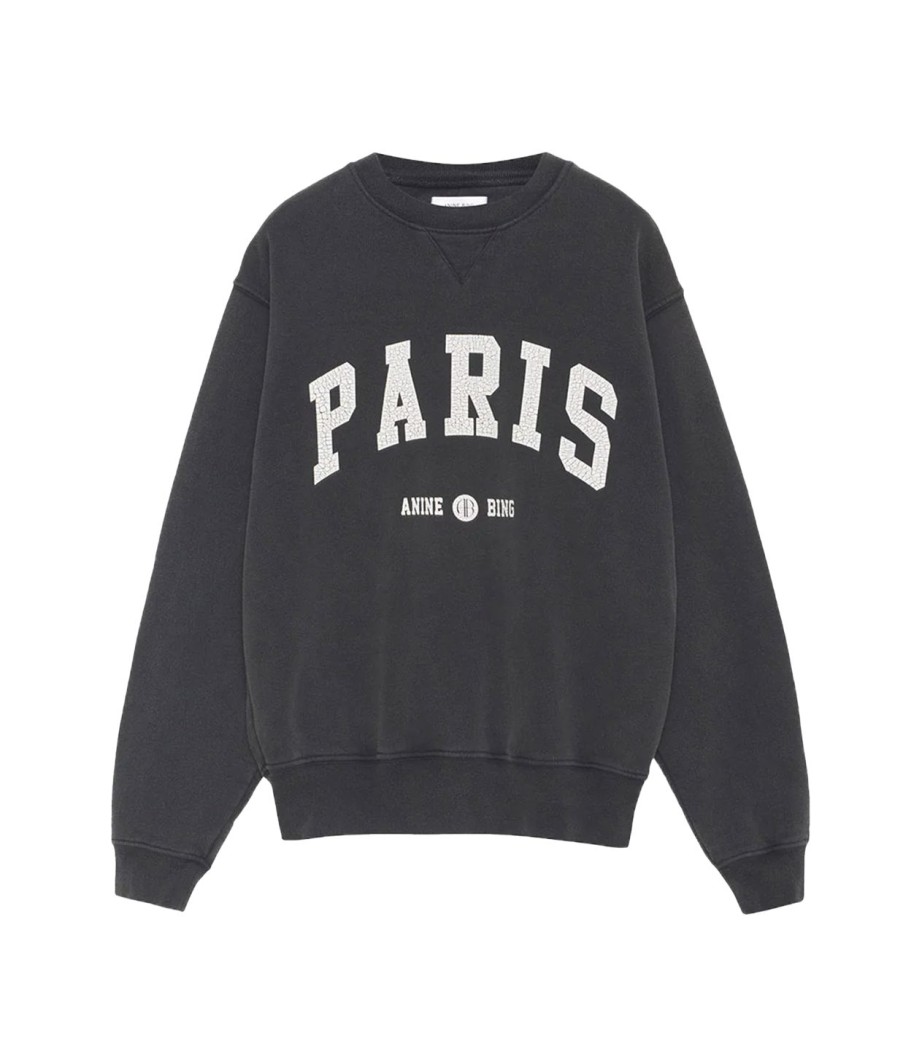 Clothing Anine Bing | Ramona Paris Sweatshirt In Washed Black