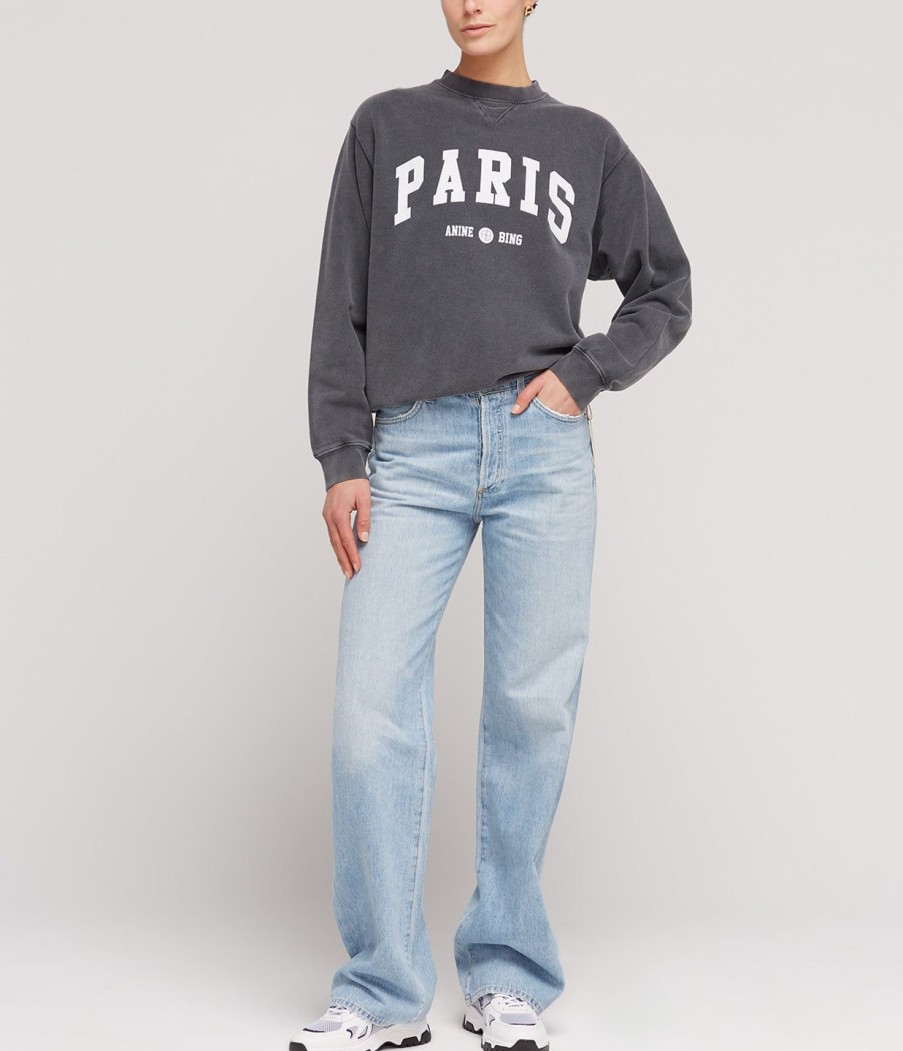 Clothing Anine Bing | Ramona Paris Sweatshirt In Washed Black